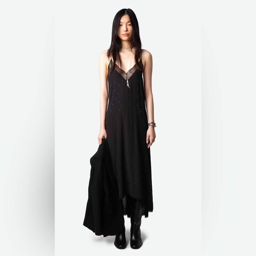 New Season S/S 25 Zadig & Voltaire Risty Diamanté Dress XS